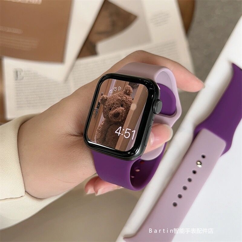 สายนาฬิกาข้อมือซิลิโคน สีตัดกัน สําหรับ Applewatch7865432พร้อมส่ง สายนาฬิกาข้อมือ หลากสี 0113~ ลดราคา