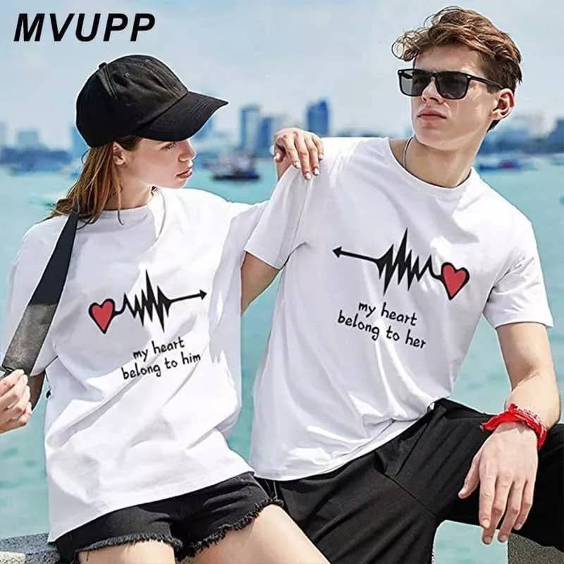 เสื้อยืด COUPLE MY HEART BELONG TO HER & HIM PREMIUM QUALITY