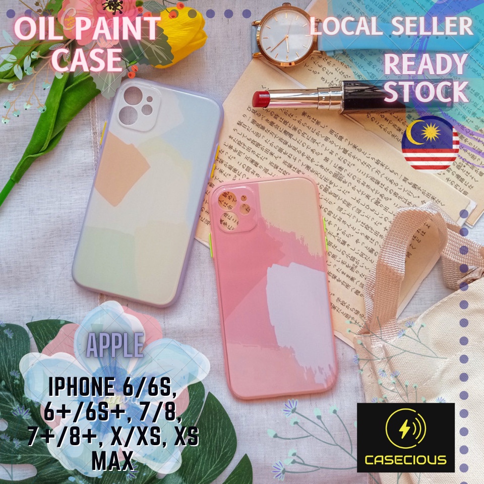 IPhone 6+ 6s 6s+ 7 7+ 8 8+ Plus X XS Max Pastel Gradient Glossy Oil Paint Panting Medium Hard Phone 