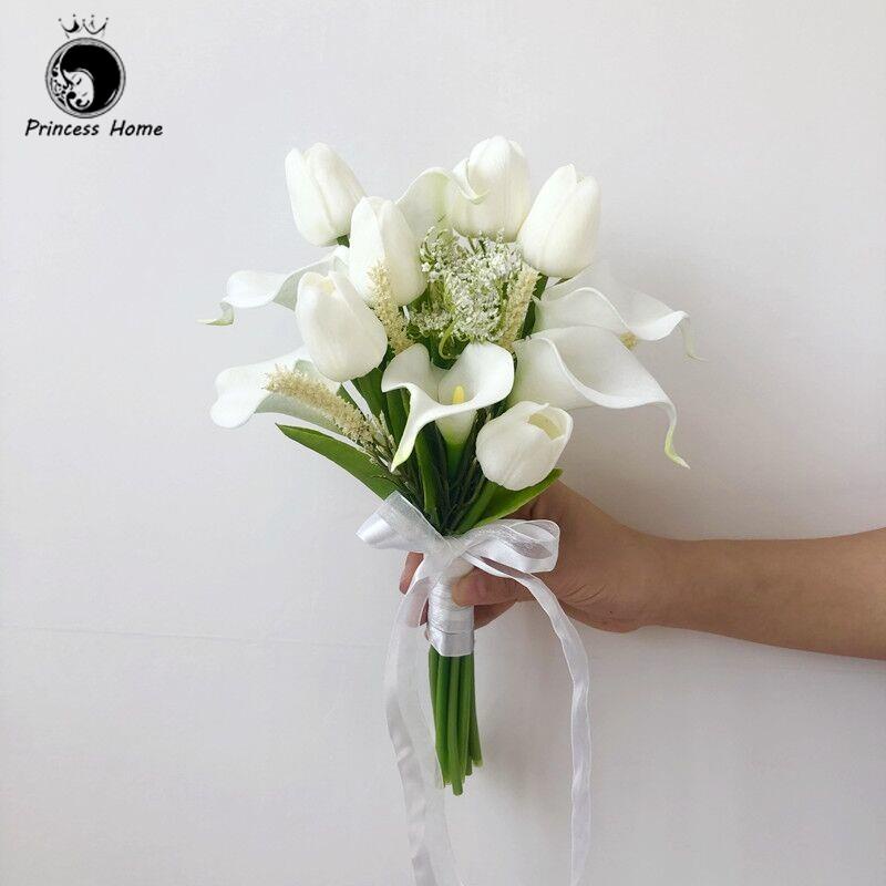 เจ้าสาว tangan bunga pengantin perkahwinan 新手 ดอกไม้เจ้าสาวช่อดอกไม้ใหม่ดอกทิวลิป calla lily ใบรับรอ