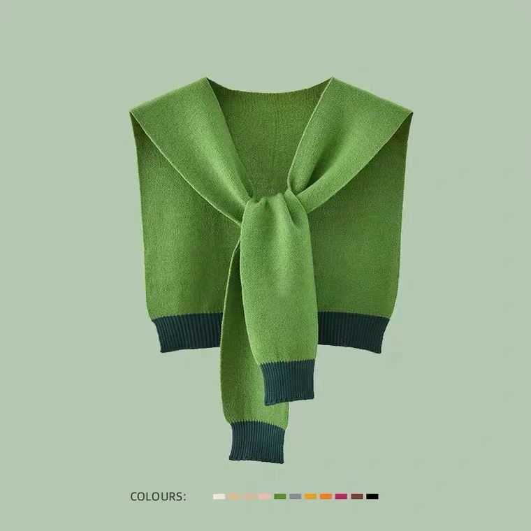 K เสื้อคลุมไหล่ ผ้าพันคอ ผ้าวูลถัก ขนาดเล็ก สีเขียว แฟชั่นทันสมัย สําหรับผู้หญิง 2023 11.30