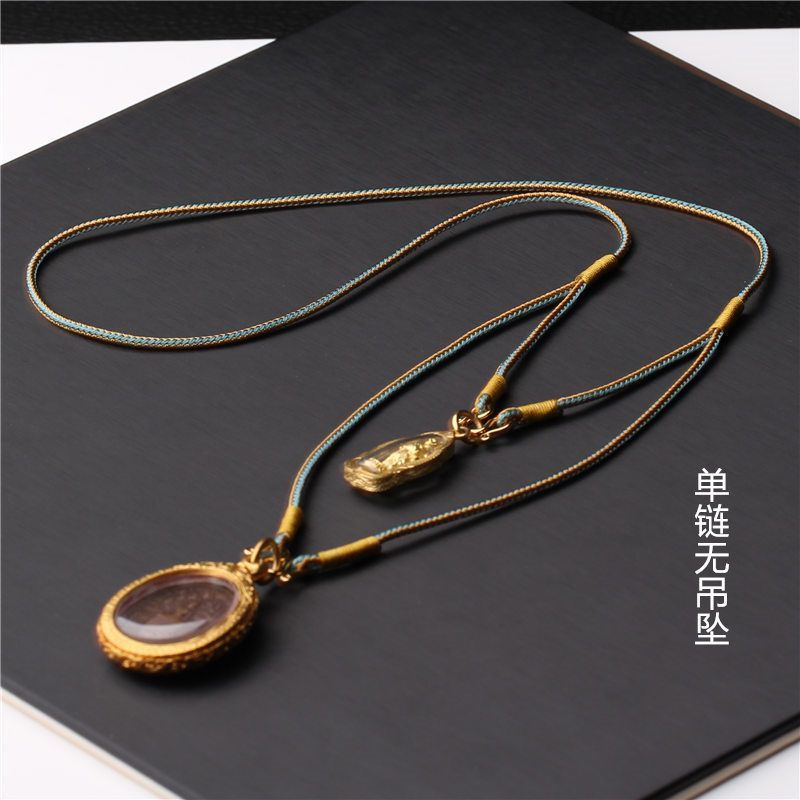 พระพุทธรูปยี่ห้อโซ่สองแขวนคู่แขวนพระพุทธรูปยี่ห้อเชือกสร้อยคอตาสร้อยคอสร้อยคอฟรีเครื่องประดับเครื่อง