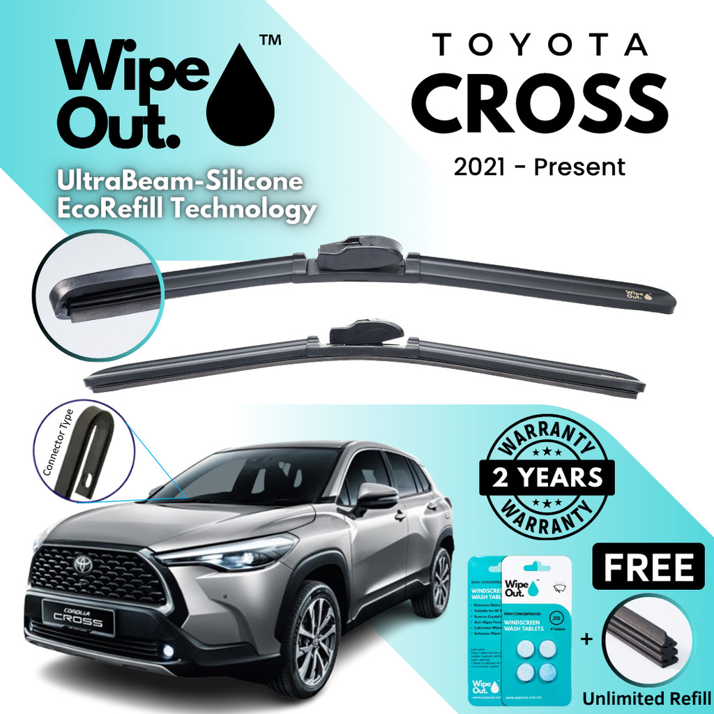 ที่ปัดน้ำฝน [PREMIER] WipeOut UltraBeam Silicone EcoRefill-Technology Wiper Toyota Corolla Cross 2021 - ปัจจุบัน (ชุดหน้า)