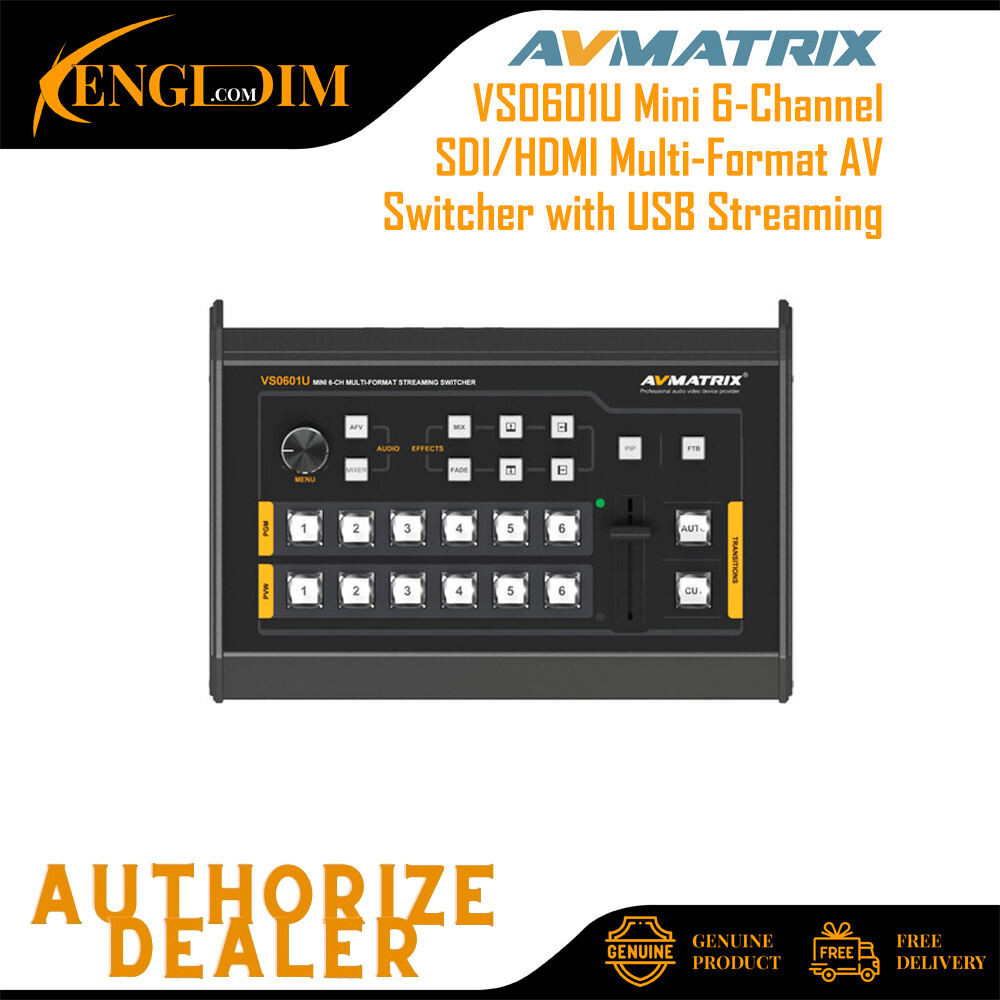 AVMATRIX VS0601U Mini 6 ช่อง SDI/HDMI Multi-Format AV Switcher พร้อมสตรีมมิ่ง USB