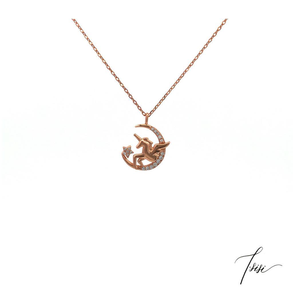 [TISI] S925 Silver Unicorn Sauh Necklace 925 Carbinginggarten Crtai Leher