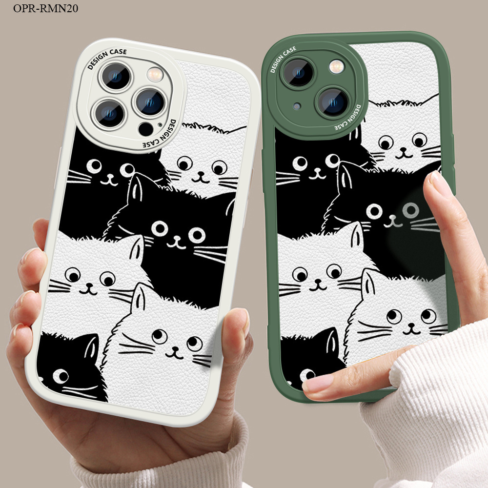 Realme Narzo 20 30A 50A 50 GT Neo 2 3T X XT X2 Prime 5G เคสเรียวมี สำหรับ Case Cartoon Black White Cats เคสโทรศัพท์ Soft Phone Lambskin Cases