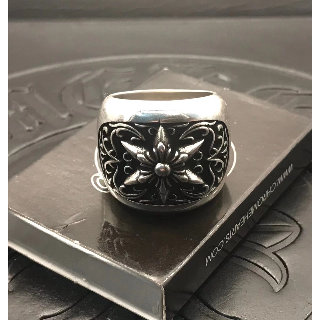 CHROME HEARTS แหวนเงิน 925 รูปหัวใจเถาวัลย์หกเหลี่ยม โครเมี่ยม สําหรับผู้ชาย และผู้หญิง 050