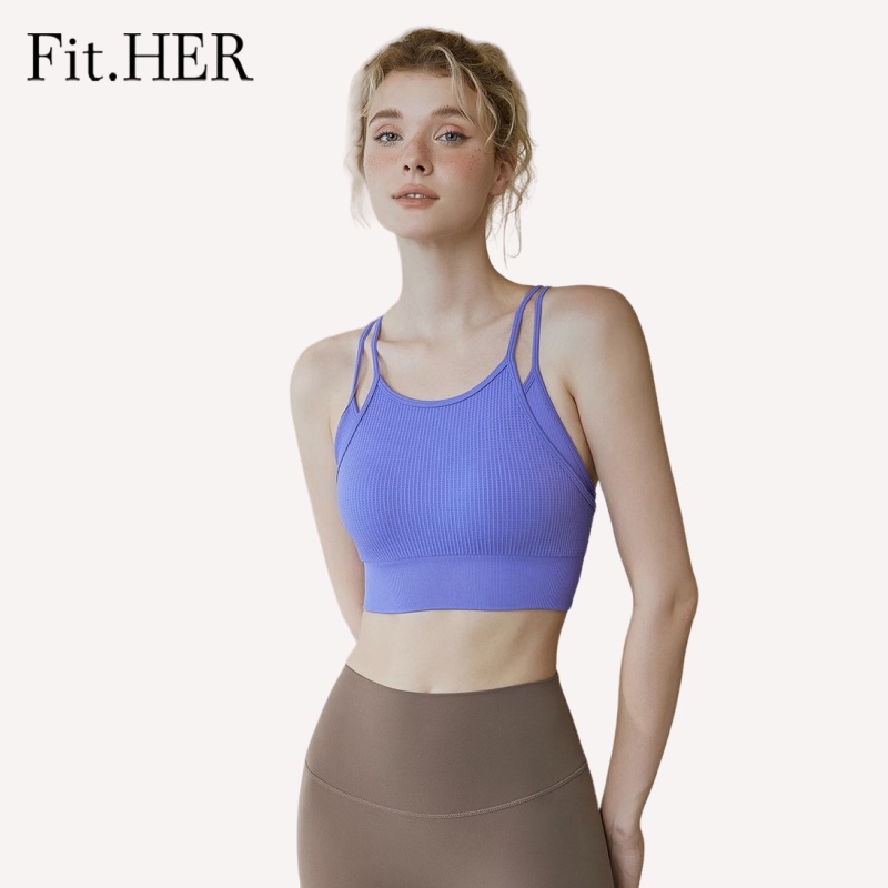Fit.her เสื้อชั้นใน เสื้อกล้าม สายคล้องไหล่ บาง ความงาม ด้านหลังปลอม สองชิ้น สปอร์ตบรา ผู้หญิง กันกระแทก วิ่ง โยคะ ฟิตเนส สูท เสื้อกล้าม