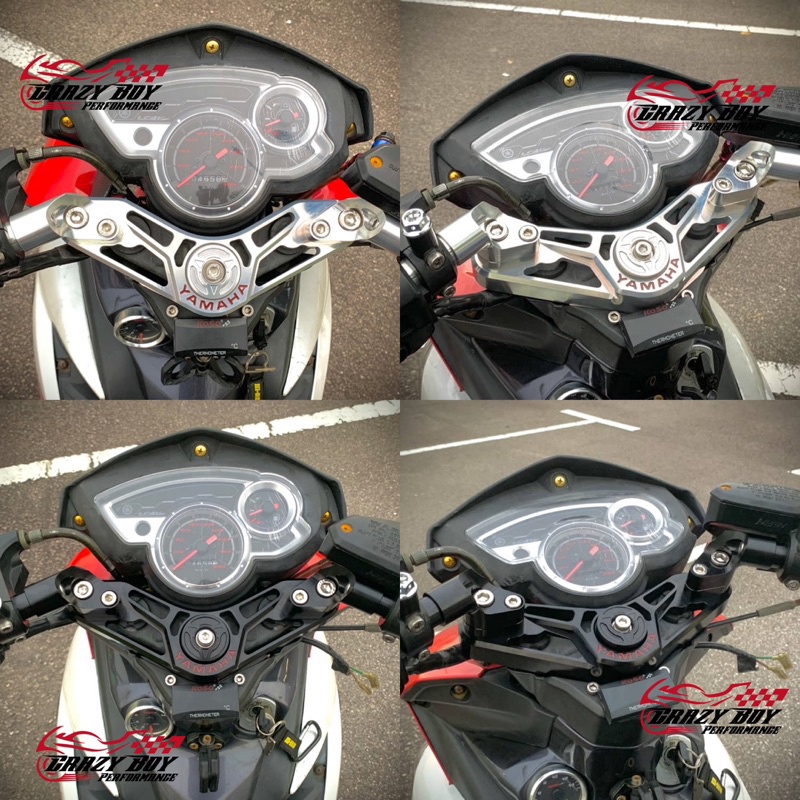 YAMAHA X1R CNC ALLOY HANDLE BAR CROWN SET HANDLE BAR X1R CNCSILVER/BLACK HANDLE BRACKET LC135 YAMAHA