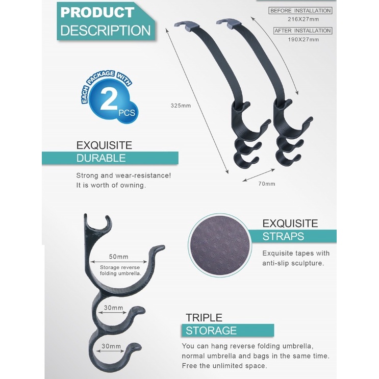 ตะขอแขวนรถยนต์แบบมัลติฟังก์ชั่นสําหรับการจัดการ HP3522 ผลิตในไต้หวัน