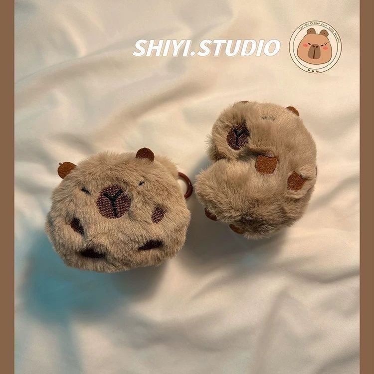 เคสหูฟังบลูทูธไร้สาย ผ้ากํามะหยี่ขนนิ่ม ลายคาปิบารา สําหรับ Apple airpods รุ่น Pro 1 2