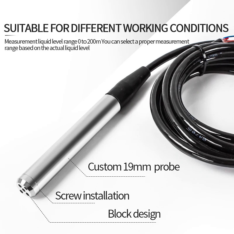 Submersible Water Liquid Level Sensor 1M/2M/3M/4M/5M 0-10V Liquid Level Sensor 4-20mA RS485 Hydrosta