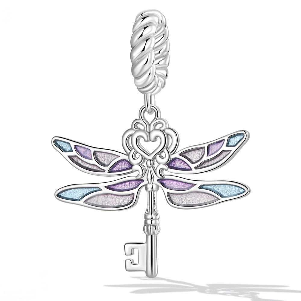 925 SIGNATURE SILVER Solid 925 Signature Silver Dragonfly Key Charm