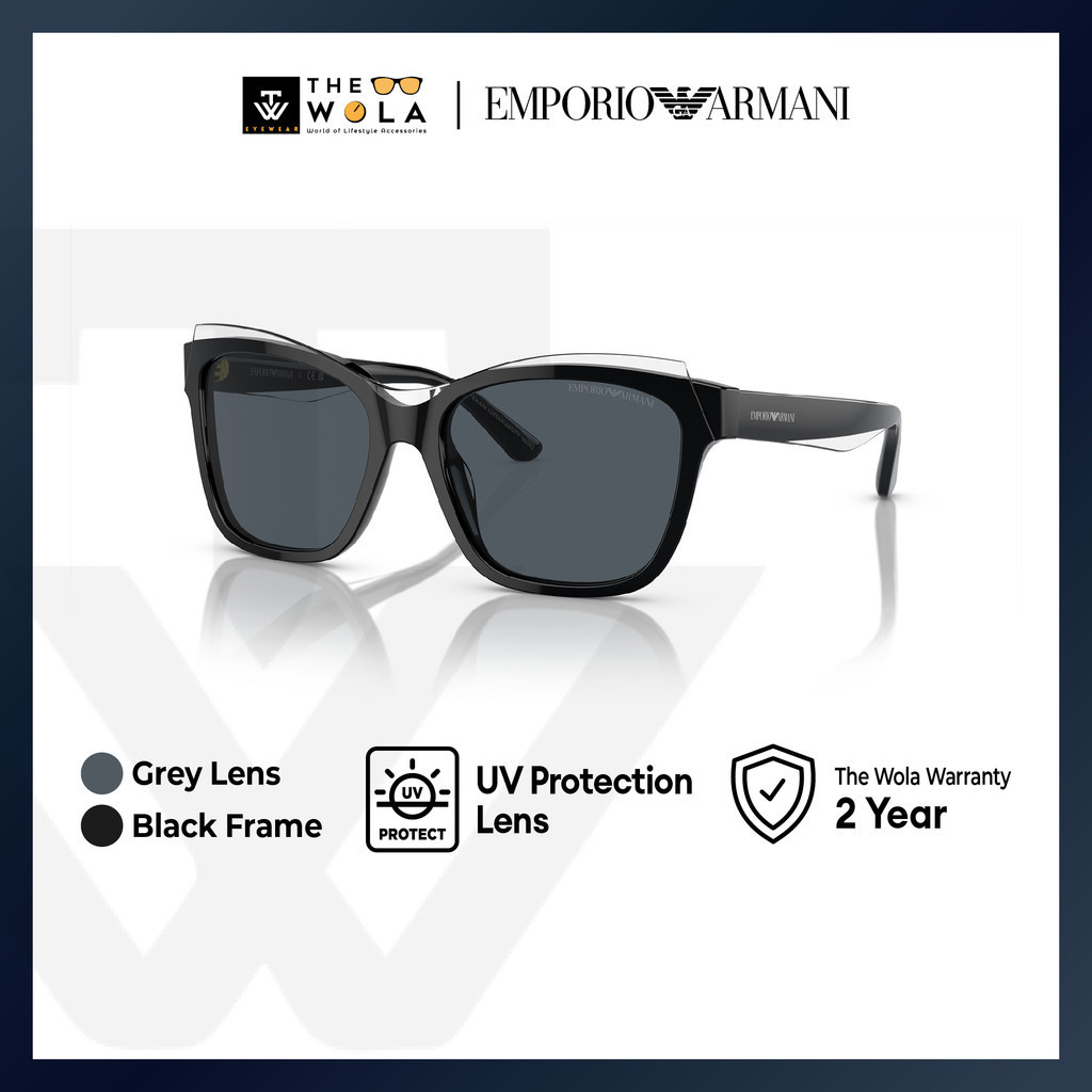 Emporio Armani แว่นตากันแดด กรอบหมอน สีดํา สําหรับผู้หญิง - EA4209F