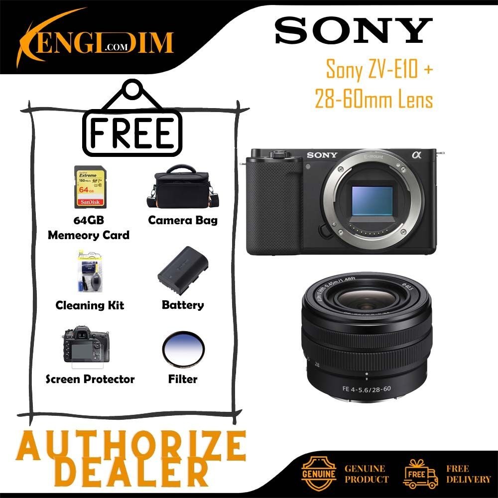 กล้อง Mirrorless Sony ZV-E10 พร้อมเลนส์ Sony FE 28-60 มม. f/4-5.6