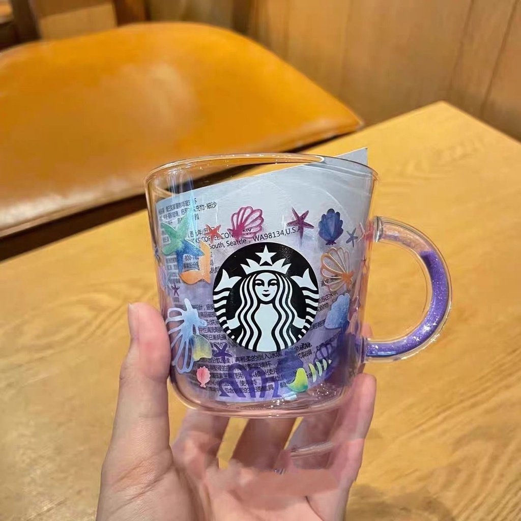 ★Ins ขายดี Starbucks แก้วกาแฟ ลาย Star Dad Dream Purple Ocean Woman 240 มล.