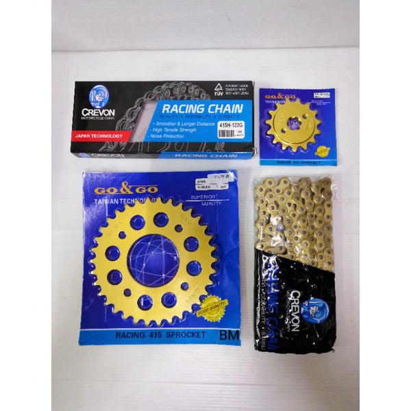 SpROCKET SET 415 (โซ่ทอง +SPROCKET)EX5DREAM 110 FI W125 /DASH110 /W125S /W125X /W110/FUTURE/WAVE100R
