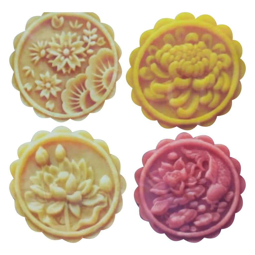 80G - 4 ชิ้น Flower Bloom Mooncake Mould (MC737) 80克4 ชิ้น多彩 ออร์แกนิก月 แม่พิมพ์ขนมไหว้พระจันทร์
