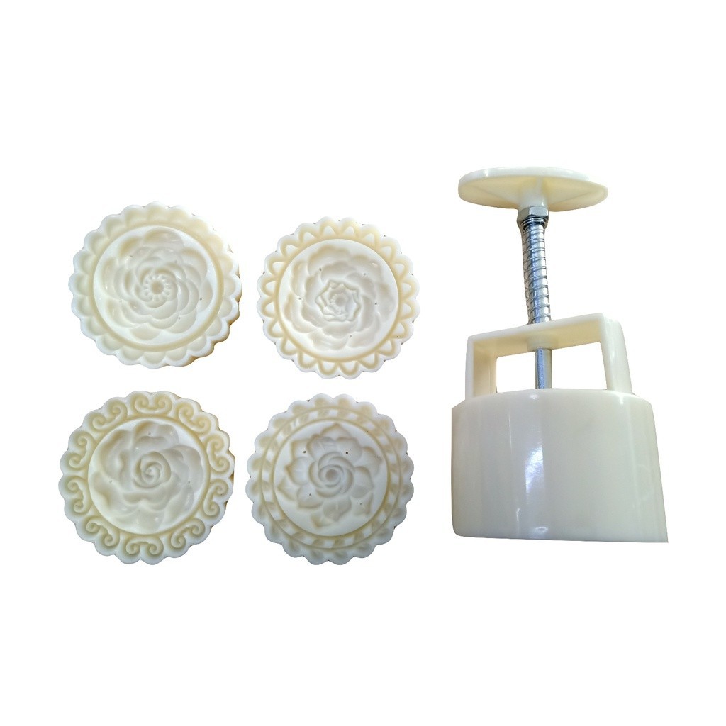 125G-4pcs 3D Monogram Roses Mooncake Mould (MC716) 125G 4 ชิ้น 3D Rose Flower ขนมไหว้พระจันทร์แบบดั้