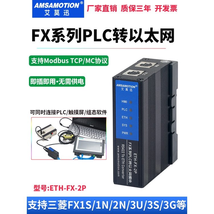 โมดูลขยายพอร์ตโปรแกรมมิ่ง สําหรับ Mitsubishi FX3U 1N 2N 3S PLC เป็นอีเธอร์เน็ต ETH-FX-2P