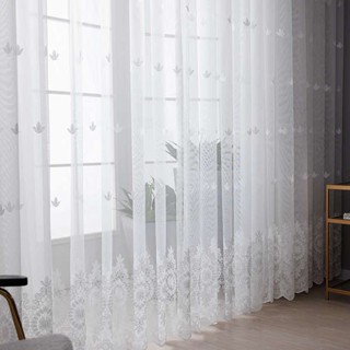 Balconyfbnine01.th ใหม่ ผ้าม่าน ผ้าตาข่าย ปักลายลูกไม้ สีขาว สําหรับห้องนั่งเล่น หน้าต่าง 202320230913222252