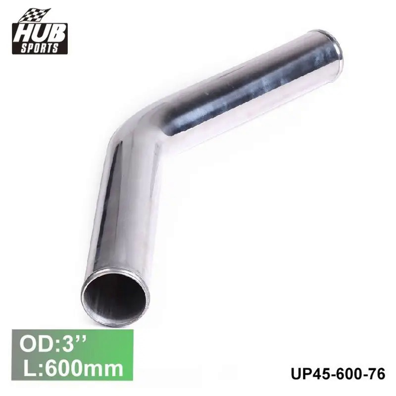 2 ชิ้น/หน่วย 76 มม.3 "OD Out/Inlet อลูมิเนียม 45 Turbo/Intake/Intercooler ท่อข้อศอก L:600 มม.สําหรับ