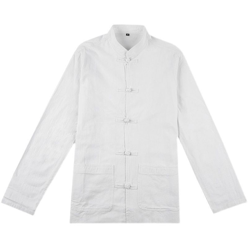 เสื้อเชิ้ตแขนยาวลําลอง คอปก แต่งกระดุม สไตล์จีนเรโทร แฟชั่นฤดูใบไม้ผลิ และฤดูใบไม้ร่วง สําหรับผู้ชาย - รูปที่ 5