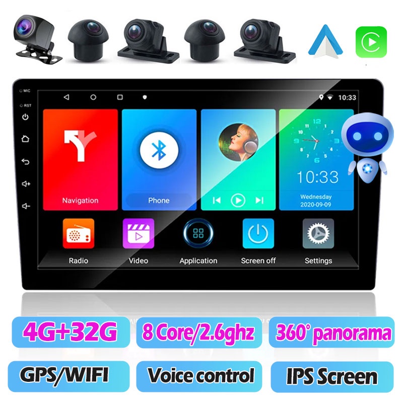 Ddd อุปกรณ์หน้าจอสัมผัส Android [4G+32G 8 Core] 2Din 9/10 นิ้ว รองรับระบบกล้อง 360 ควบคุมด้วยเสียง และ GPS WIFI FMRDS 9 นิ้ว สําหรับรถยนต์