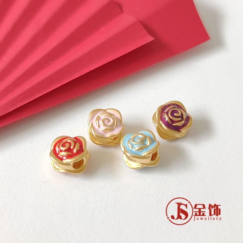 Js Jewellery จี้ลูกปัด 999 สีโรสโกลด์ 999 DIY สําหรับทําเครื่องประดับ