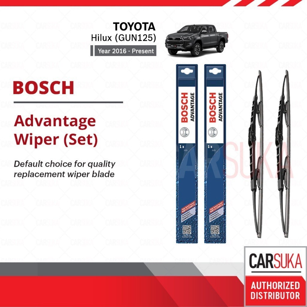 ชุดปัดน้ําฝน Bosch Advantage U Hook สําหรับ Toyota Hilux Revo Gun125 (22"+16")
