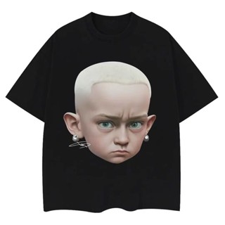 เสื้อยืดแขนสั้น ผ้าฝ้ายแท้ พิมพ์ลาย Eminem avatar สไตล์ฮิปฮอป แฟชั่นเรโทร สําหรับคู่รัก