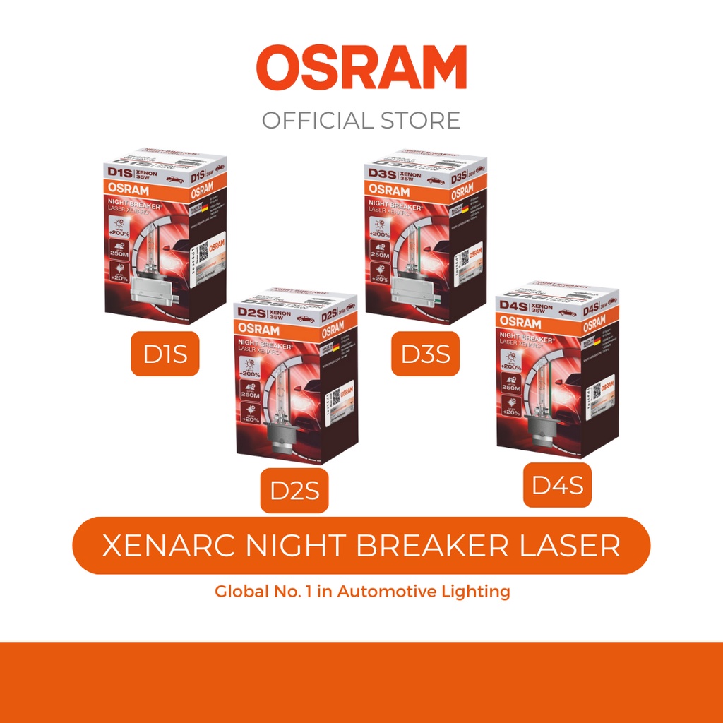 OSRAM XENARC Night Breaker Laser HID 1 PC ทุกขนาด D1S, D2S, D3S, D4S