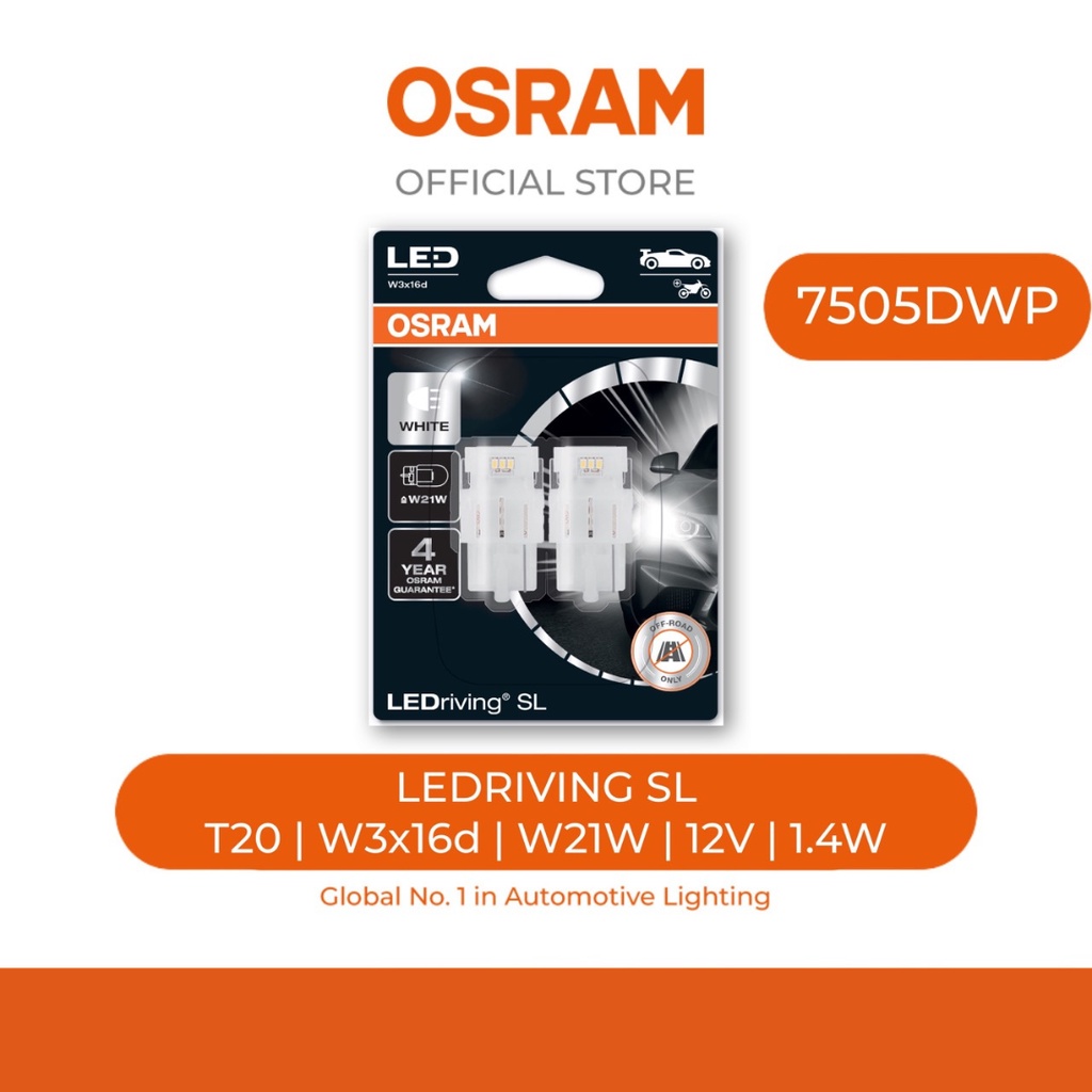 7505DWP - OSRAM AUX LEDriving SL COOL WHITE (T20) 6000K W3x16d W21W 12V 1.4W 2PCs