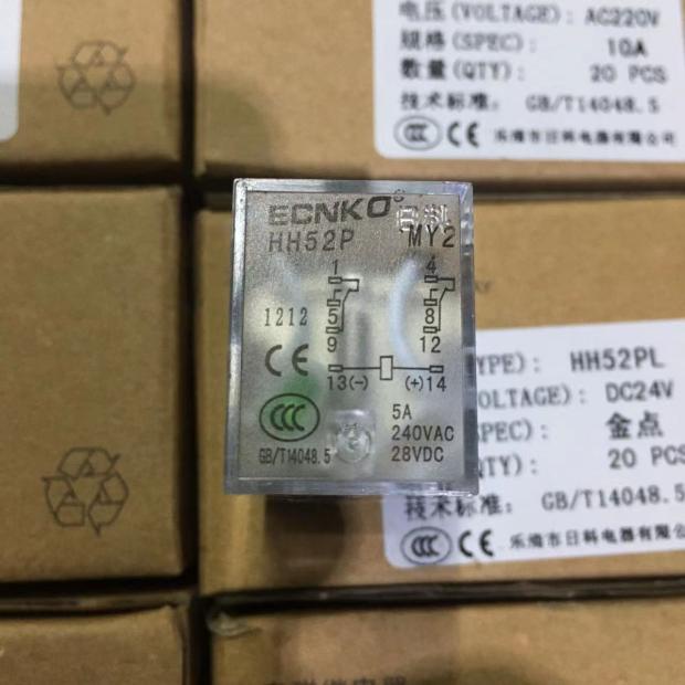 รีเลย์ขนาดเล็ก HH52P54P62P64PJQX-13F พร้อมตัวบ่งชี้แรงดันไฟฟ้าขดลวด DC24VAC220V36