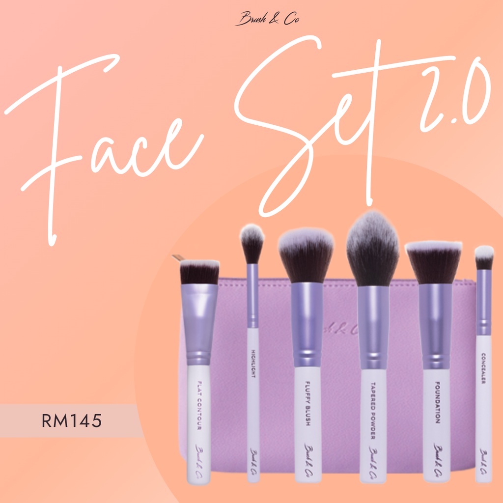 Brush & Co - Lilac Luxe Face Set 2.0 | แปรงหน้า (รองพื้น, แป้ง, บลัช, ไฮไลท์, คอนทัวร์ & คอนซีลเลอร์