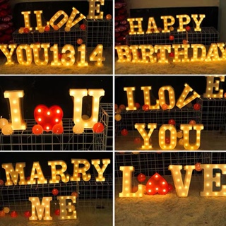 โคมไฟ LED รูปตัวอักษร Happy Birthday สไตล์โรแมนติก พร็อพสําหรับตกแต่งบ้าน