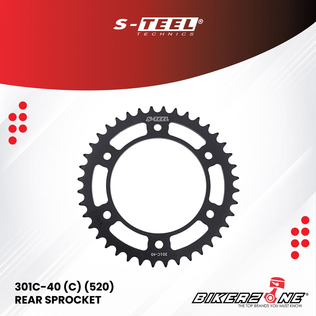 S-TEEL 301C-40 (C) (520) Rear Sprocket for HONDA MOTORCYCLE by Bikerzone Official Store