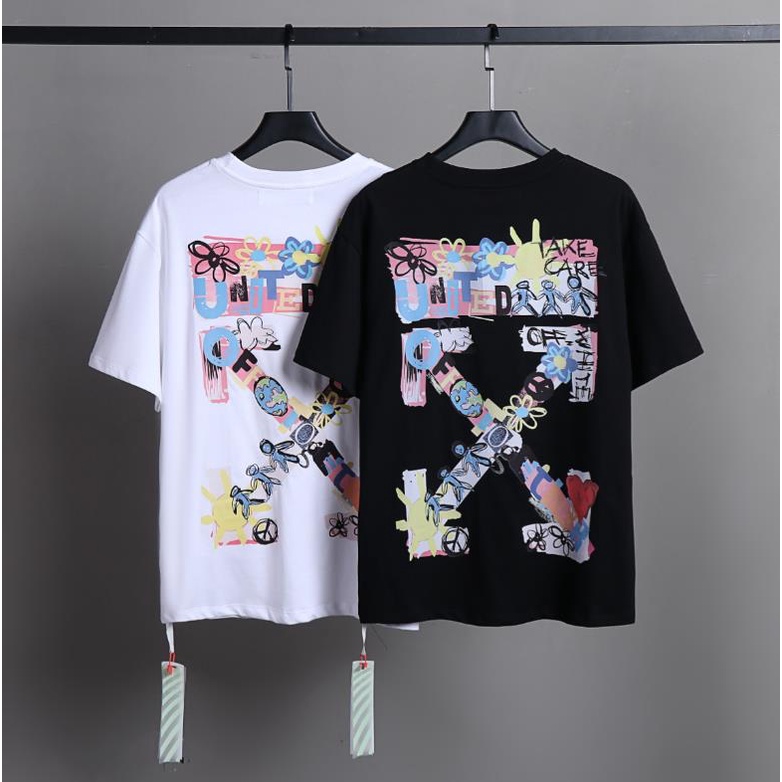 เสื้อยืดแขนสั้น คอกลม ผ้าฝ้าย พิมพ์ลายตัวอักษร ลูกศร สีสันสดใส สําหรับผู้ชาย และผู้หญิง