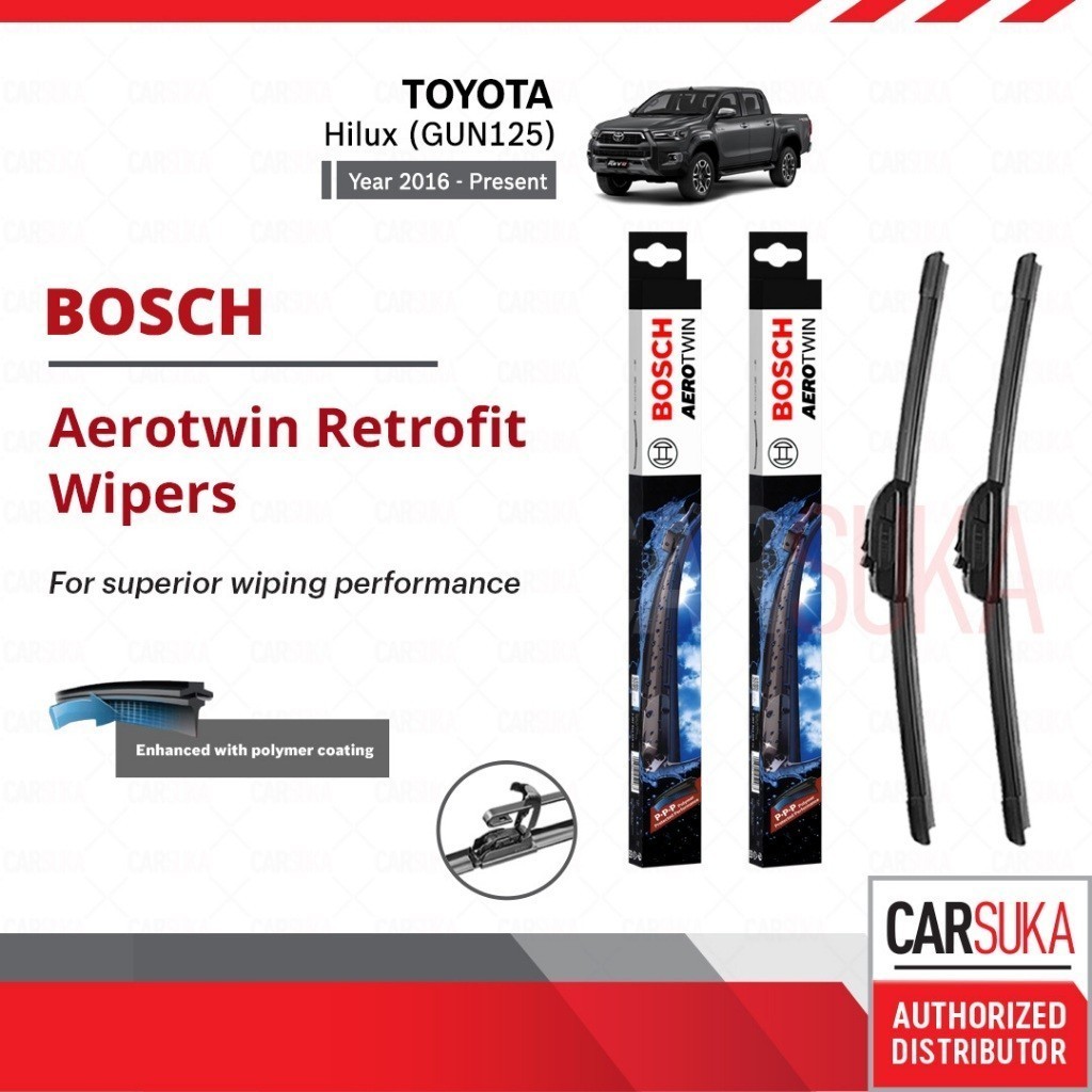 Bosch Aerotwin Retrofit U Hook ชุดปัดน้ําฝนสําหรับ Toyota Hilux Revo Gun125 (22"+16")