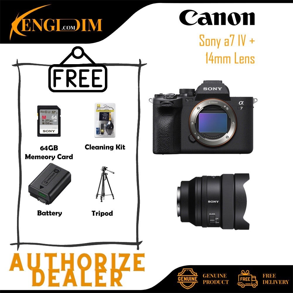 Sony Alpha a7 IV a7IV A7 MARK 4 กล้องดิจิตอล Mirrorless พร้อมเลนส์ Sony FE 14 มม. f/1.8 GM