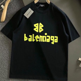 Balenciaga 23SS เสื้อยืดคอกลม แขนสั้น คุณภาพสูง แฟชั่นฤดูใบไม้ผลิ และฤดูร้อน สําหรับผู้ชาย และผู้หญิง