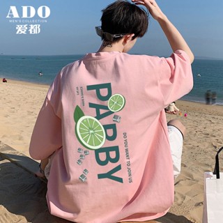 Ado เสื้อยืดลําลอง แขนสั้น ผ้าฝ้าย 100% พิมพ์ลาย perADO Aidu แนวสตรีท สําหรับผู้ชาย 23910