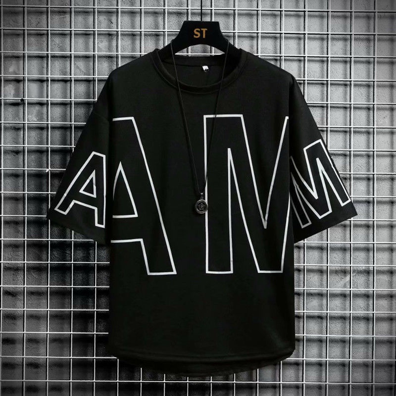 เสื้อยืดแขนสั้น คอกลม ทรงหลวม ขนาดใหญ่ สีแดง แฟชั่นฤดูร้อน สไตล์สตรีท สําหรับผู้ชาย