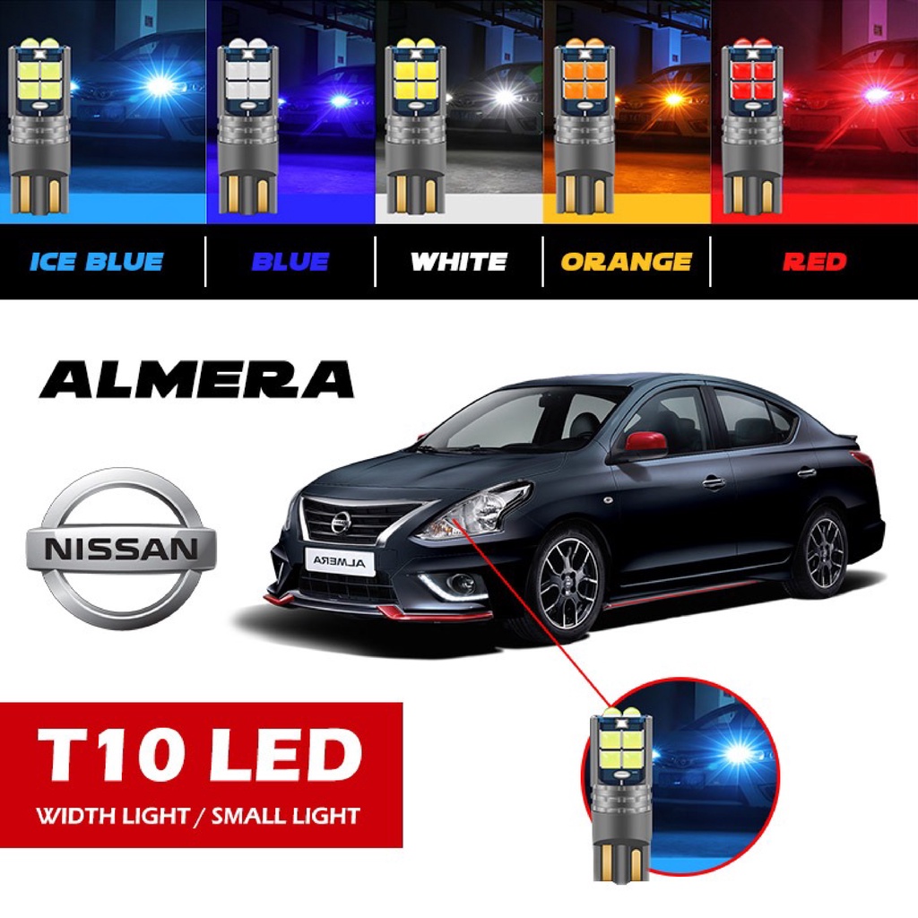 1pc Nissan Almera T10/W5W หลอดไฟไฟหน้าขนาดเล็กโดมรถ Boot ป้ายทะเบียน Lampu Senja