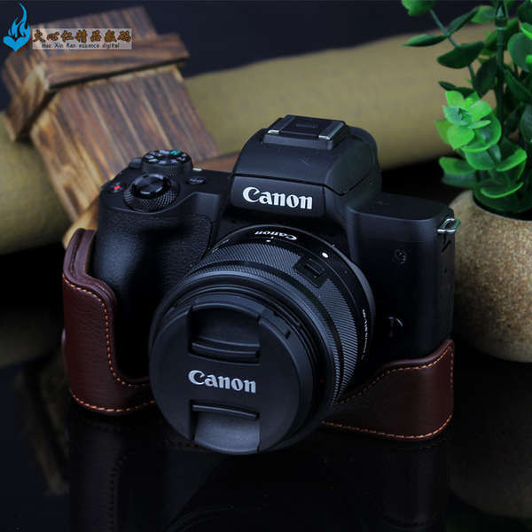 กระเป๋ากล้องมิเรอร์เลสสำหรับ Canon EOS M6 II M3 M100 M200 M50ครึ่งเซ็ตเคสหนังฐาน