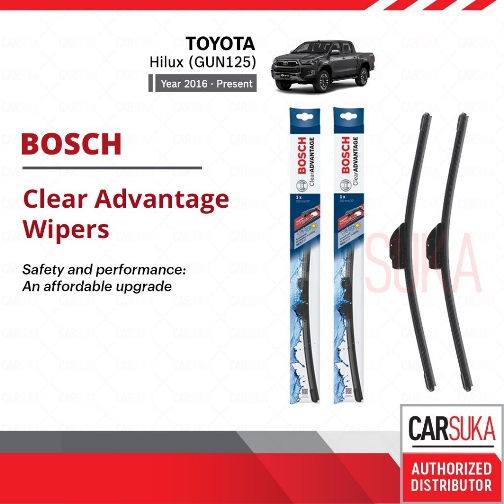 ชุดปัดน้ําฝน Bosch Clear Advantage U Hook สําหรับ Toyota Hilux GUN125 (BCA22"/BCA16")