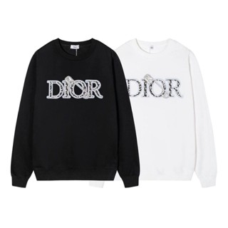 Dior เสื้อกันหนาว คอกลม พิมพ์ลายตัวอักษร D แฟชั่นฤดูใบไม้ร่วง และฤดูหนาว สําหรับผู้ชาย และผู้หญิง