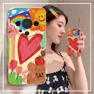 เคสโทรศัพท์มือถือซิลิโคน กันกระแทก ลายกราฟฟิตี้หัวใจน่ารัก สําหรับ Huawei mate60pro Huawei mate60