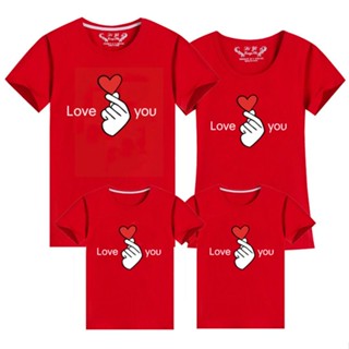 เสื้อยืดแขนสั้น พิมพ์ลาย Four Love แฟชั่นฤดูร้อน สําหรับแม่ และลูก