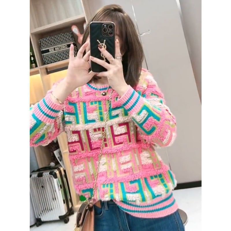 พร้อมส่ง [ลด 37%] เสื้อกันหนาว คอกลม แขนยาว ผ้าถัก หลากสีสัน แฟชั่นฤดูใบไม้ร่วง ฤดูหนาว สําหรับผู้หญิง